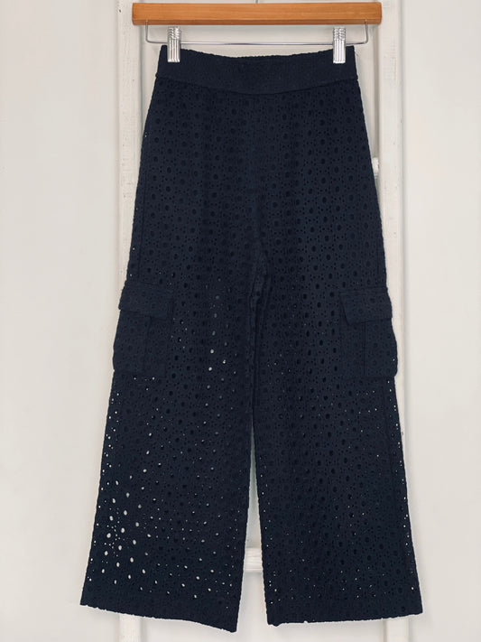 Black Eyelet Cargo Pant