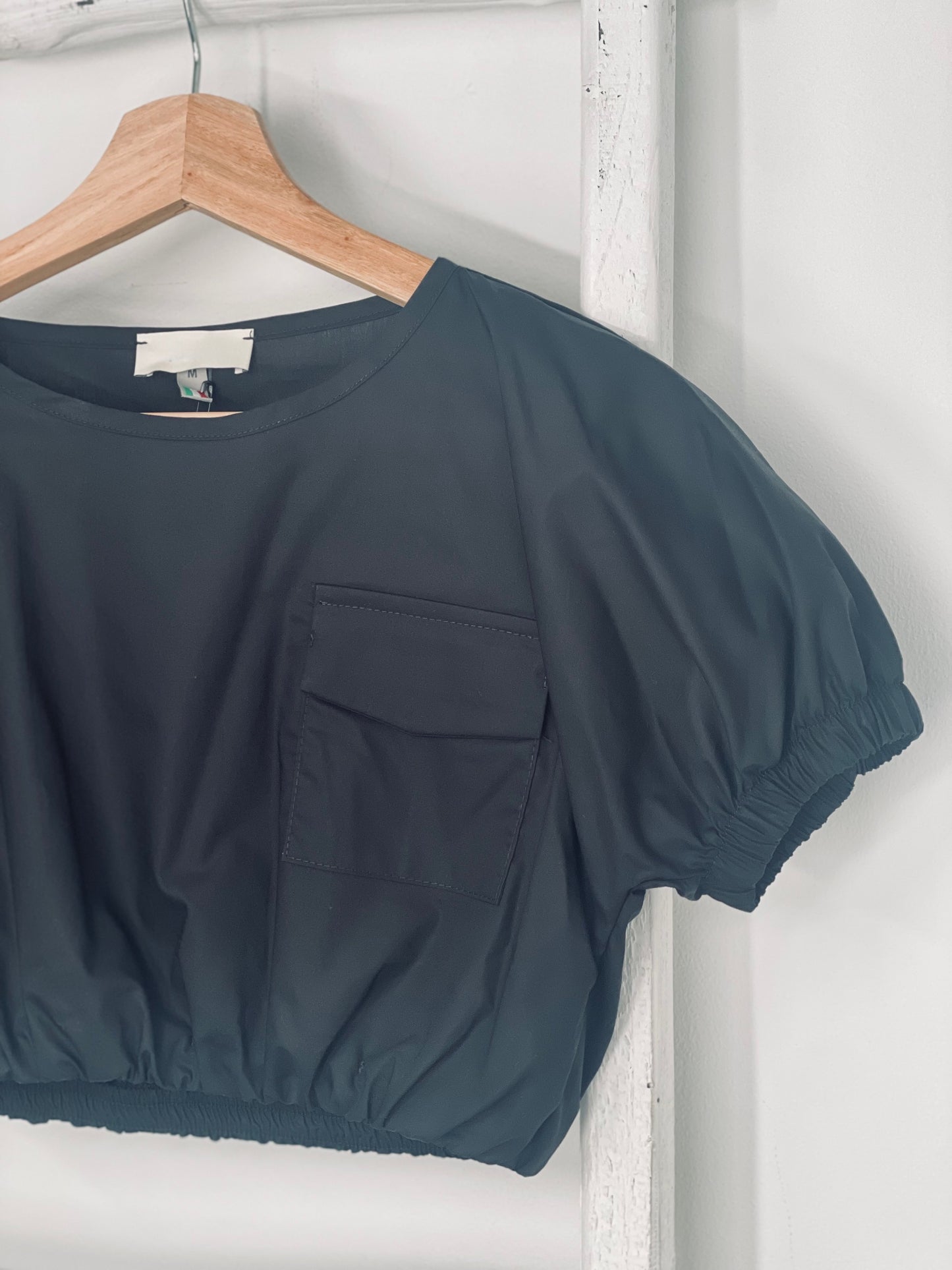 Black Pocket Crop Top