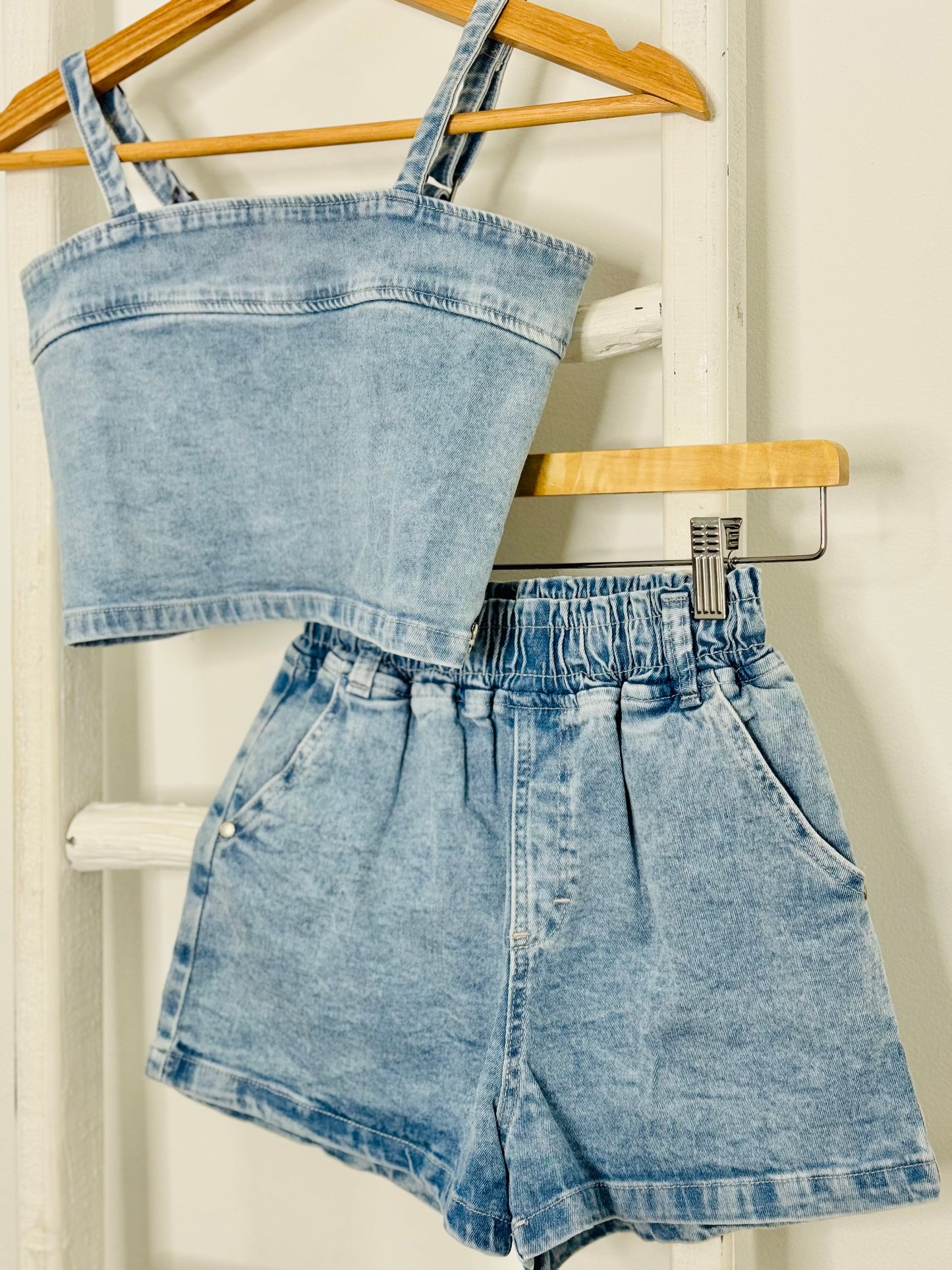 Tube Top Denim Skort Set