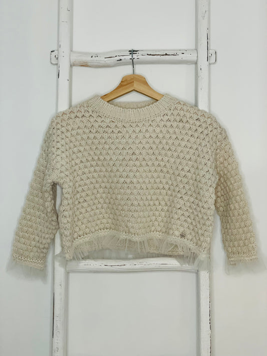 Cream Tulle Sweater