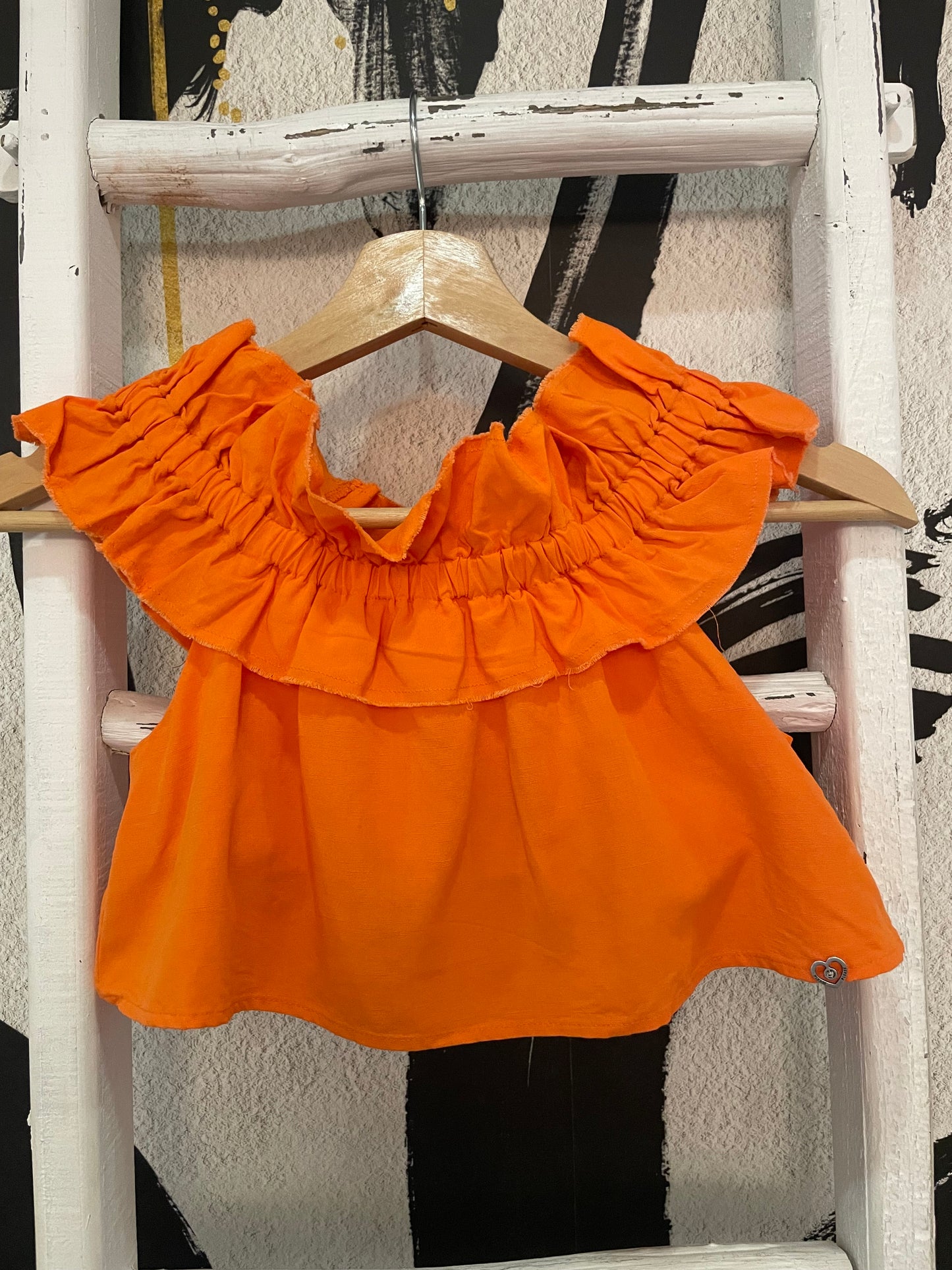 Orange Off Shoulder Crop Top