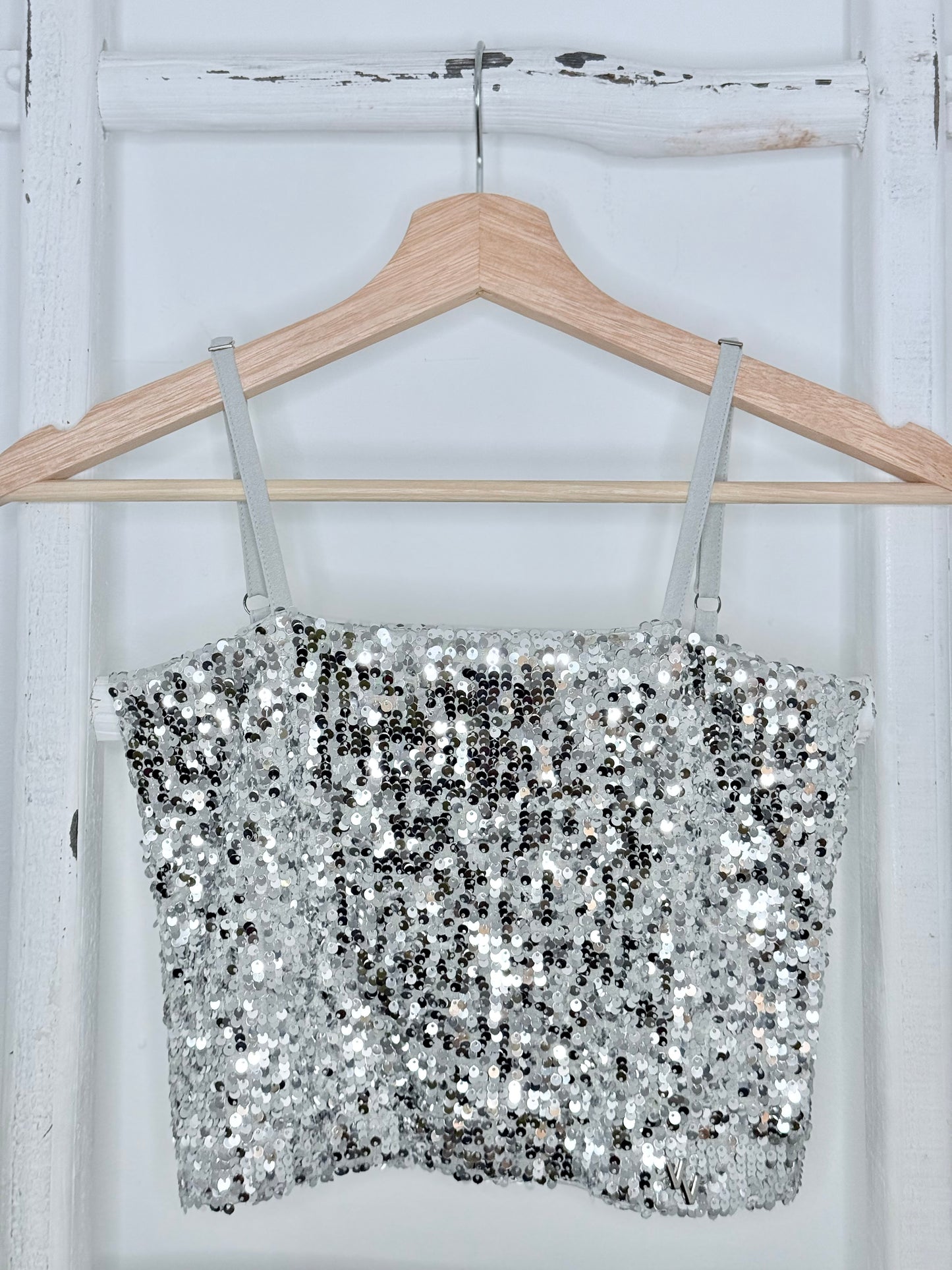 Silver Sequin Crop Top