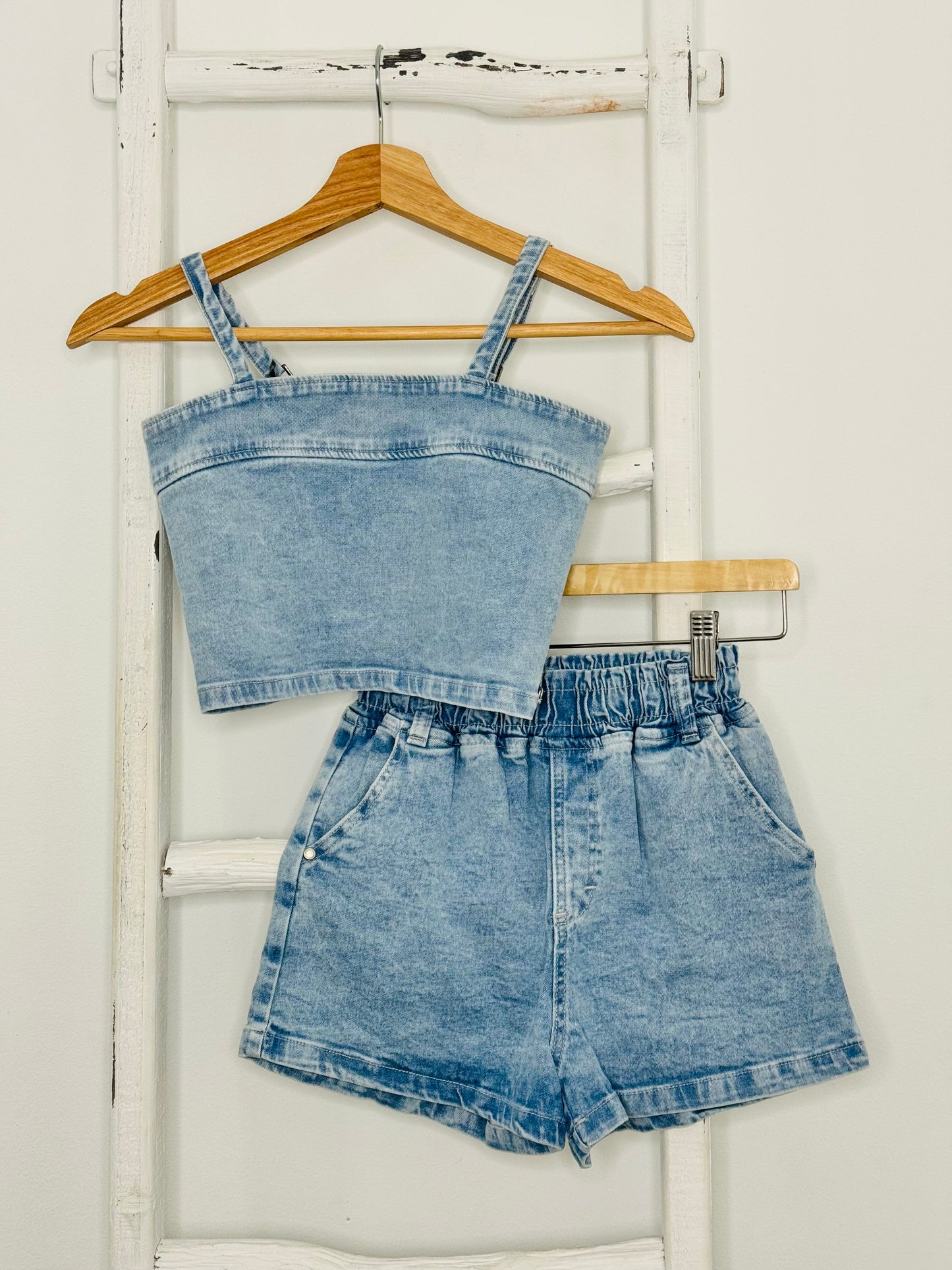 Tube Top Denim Skort Set
