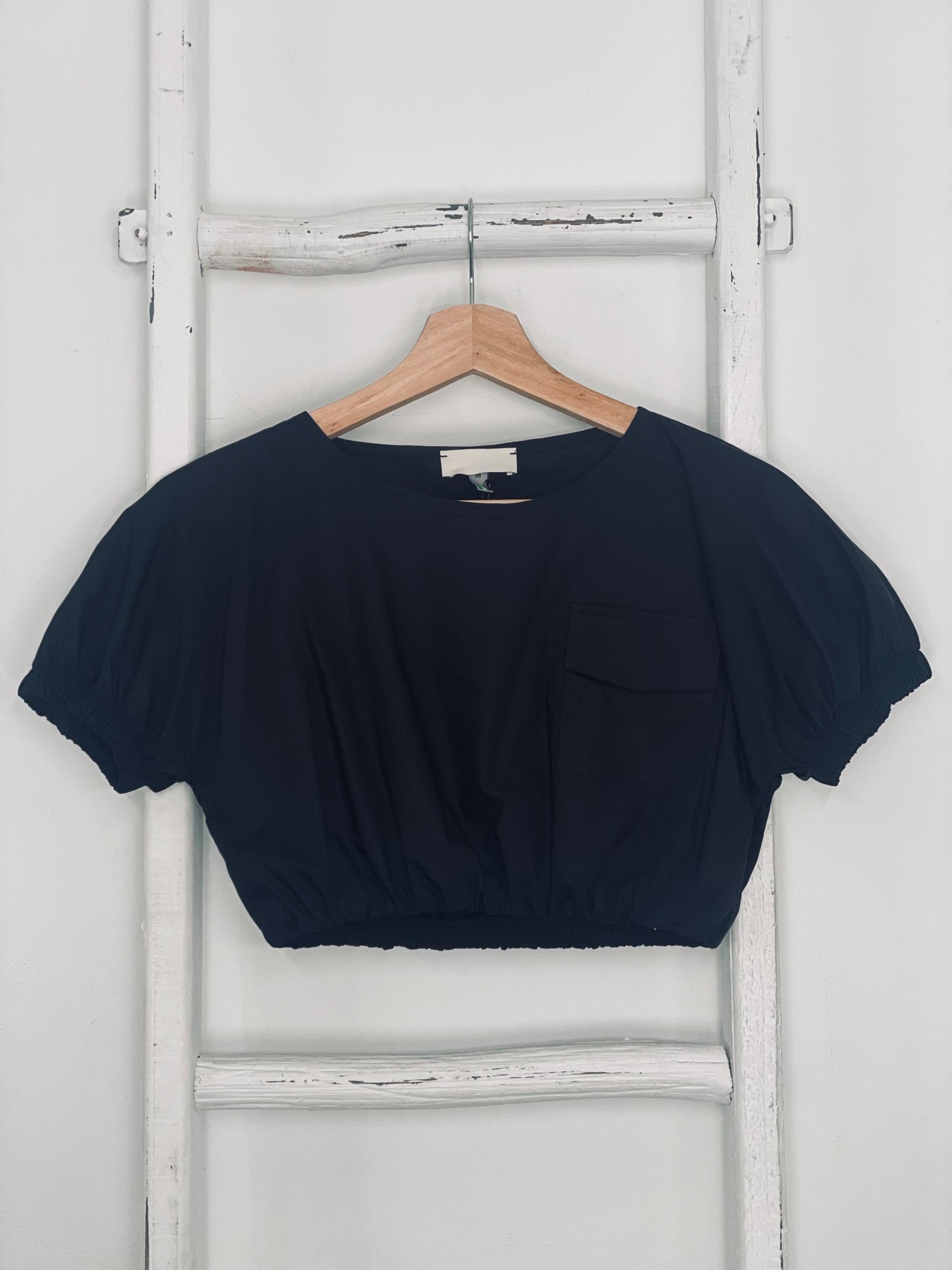 Black Pocket Crop Top