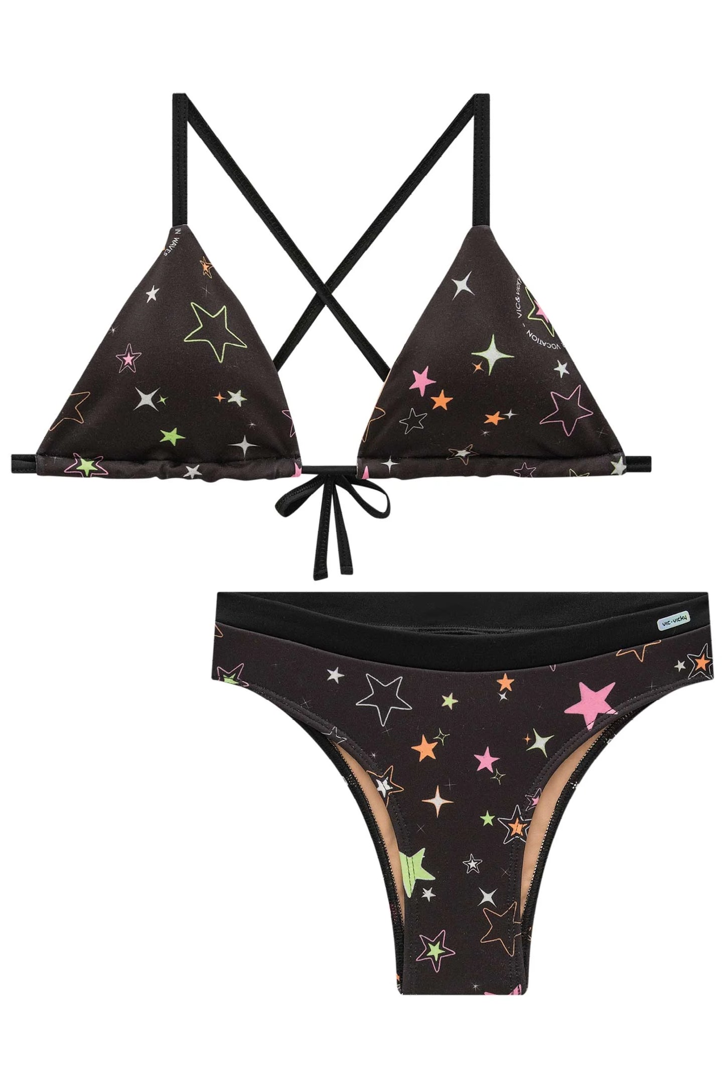 Black Multicolor Stars Bikini
