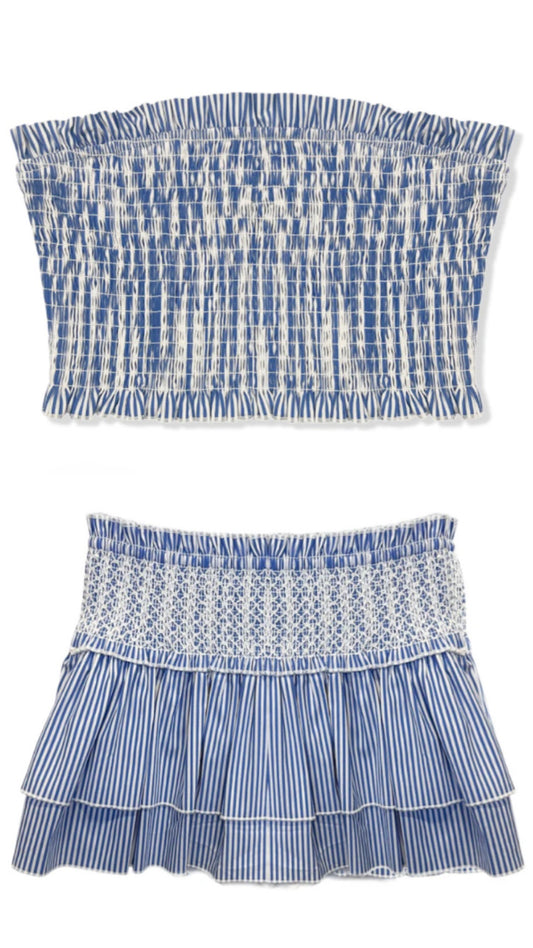 Blue/White Stripe Skort Set