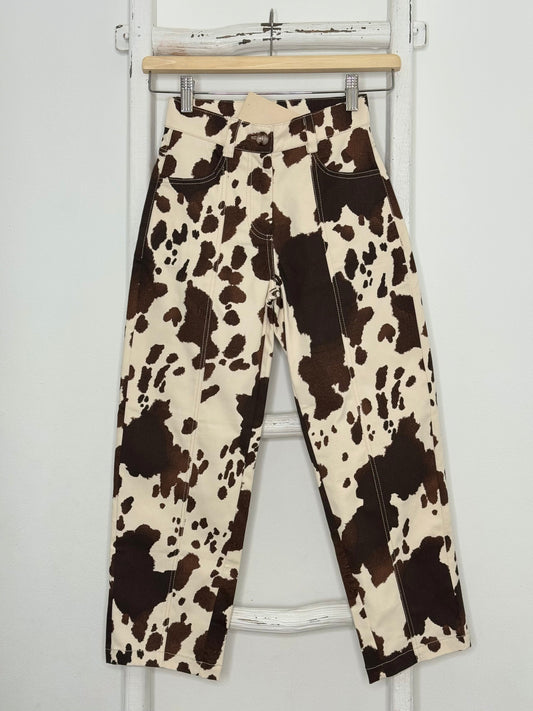 Cow Print Barrel Pants
