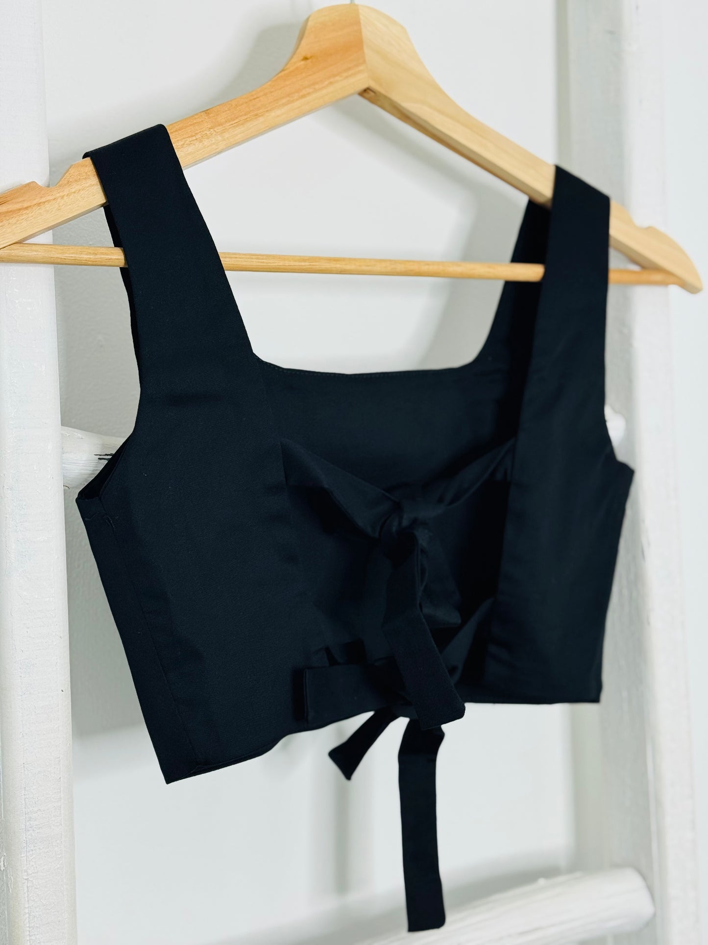 Gise Open Back Black Top