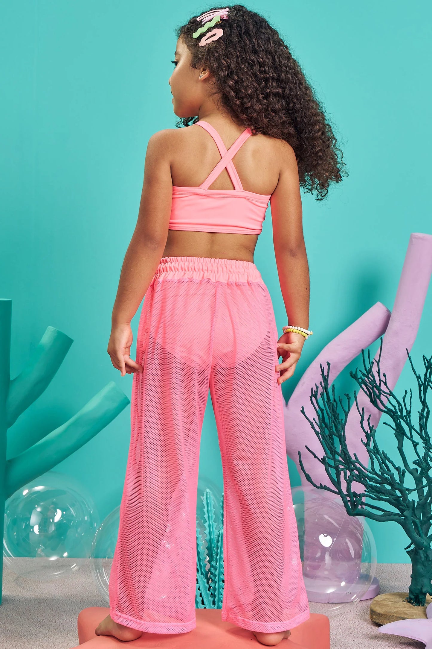 Neon Pink Mesh Cover Up