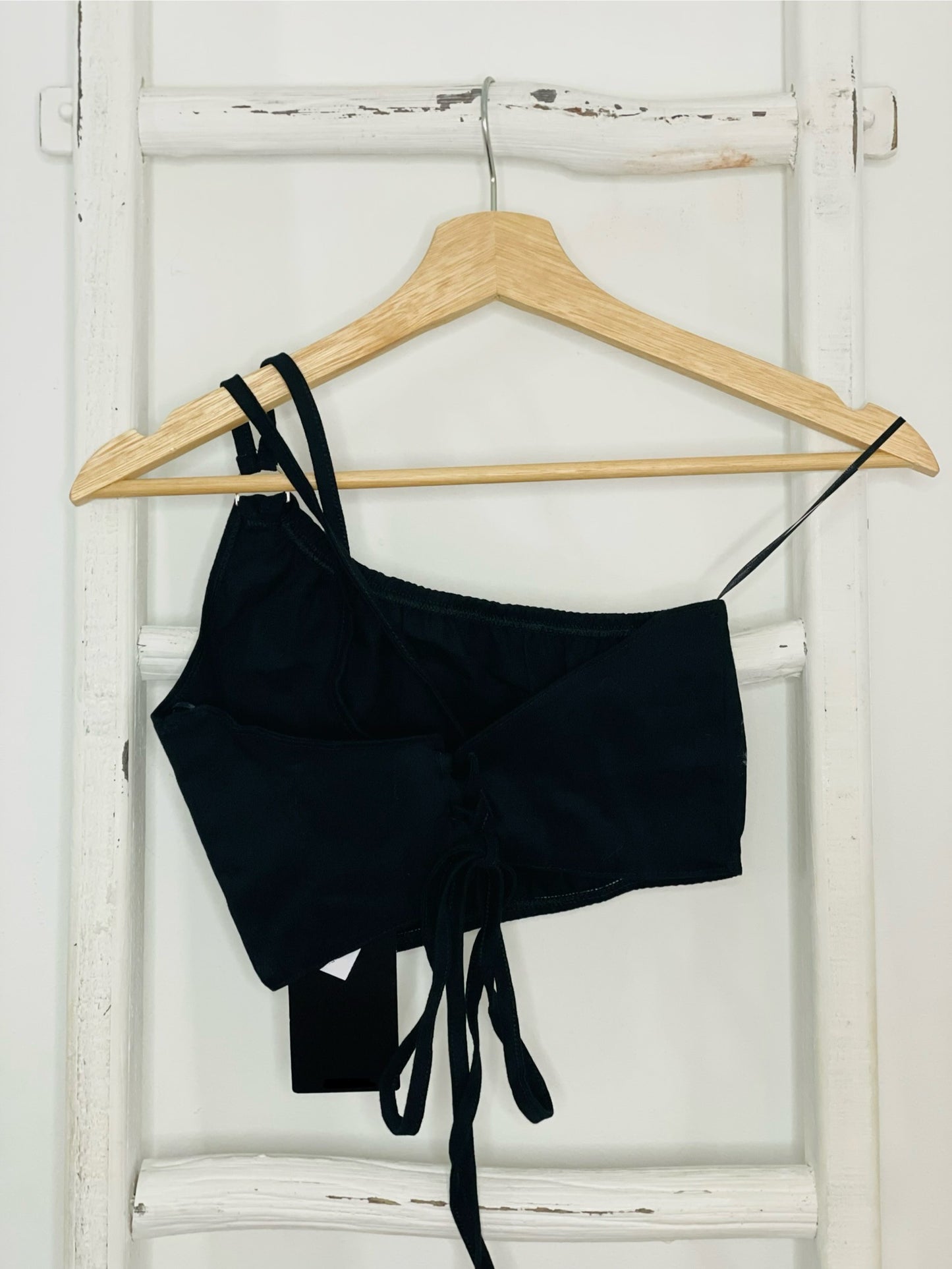 One Shoulder Black Crop Top