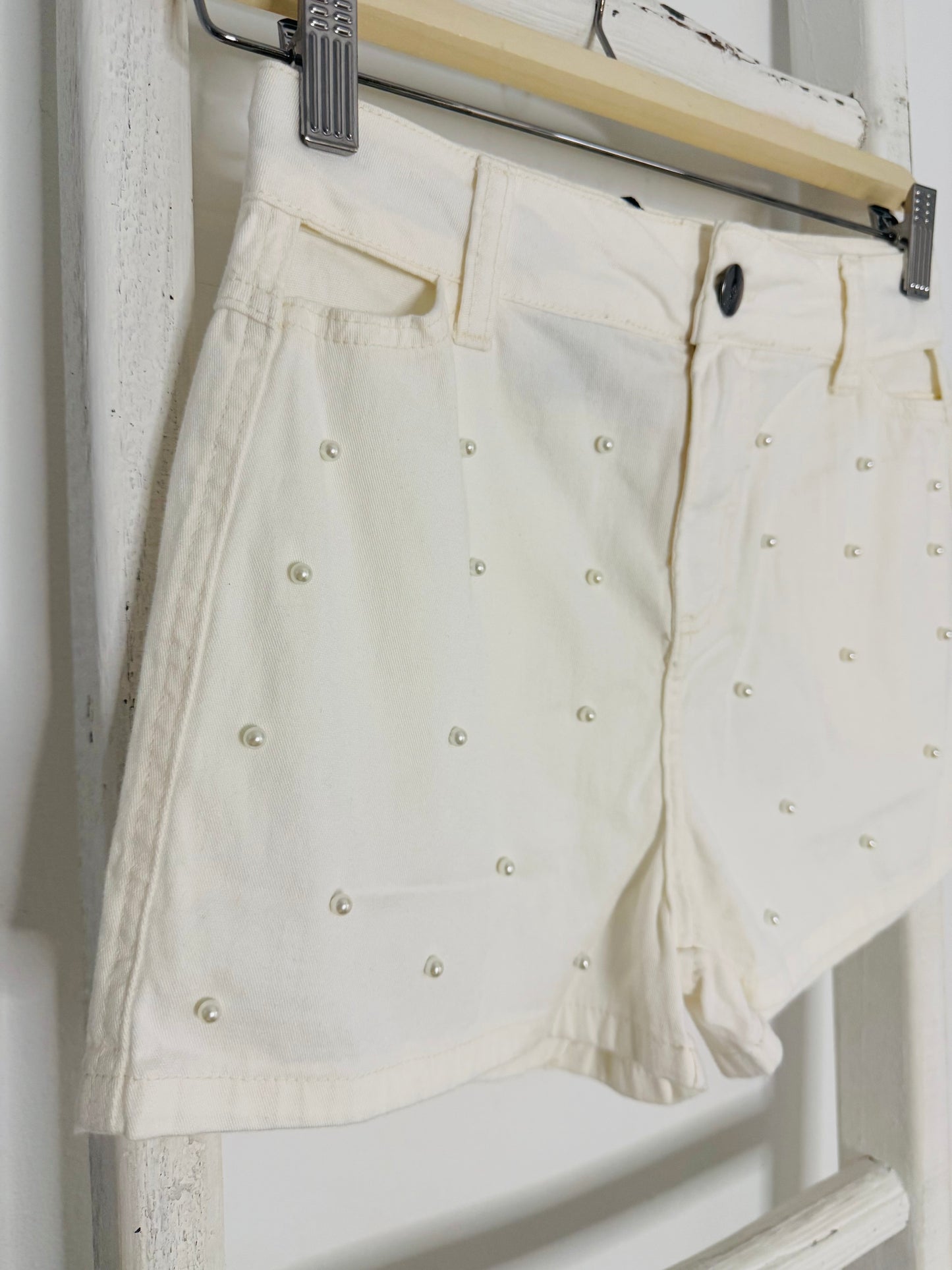 White Cutout with Pearl Shorts