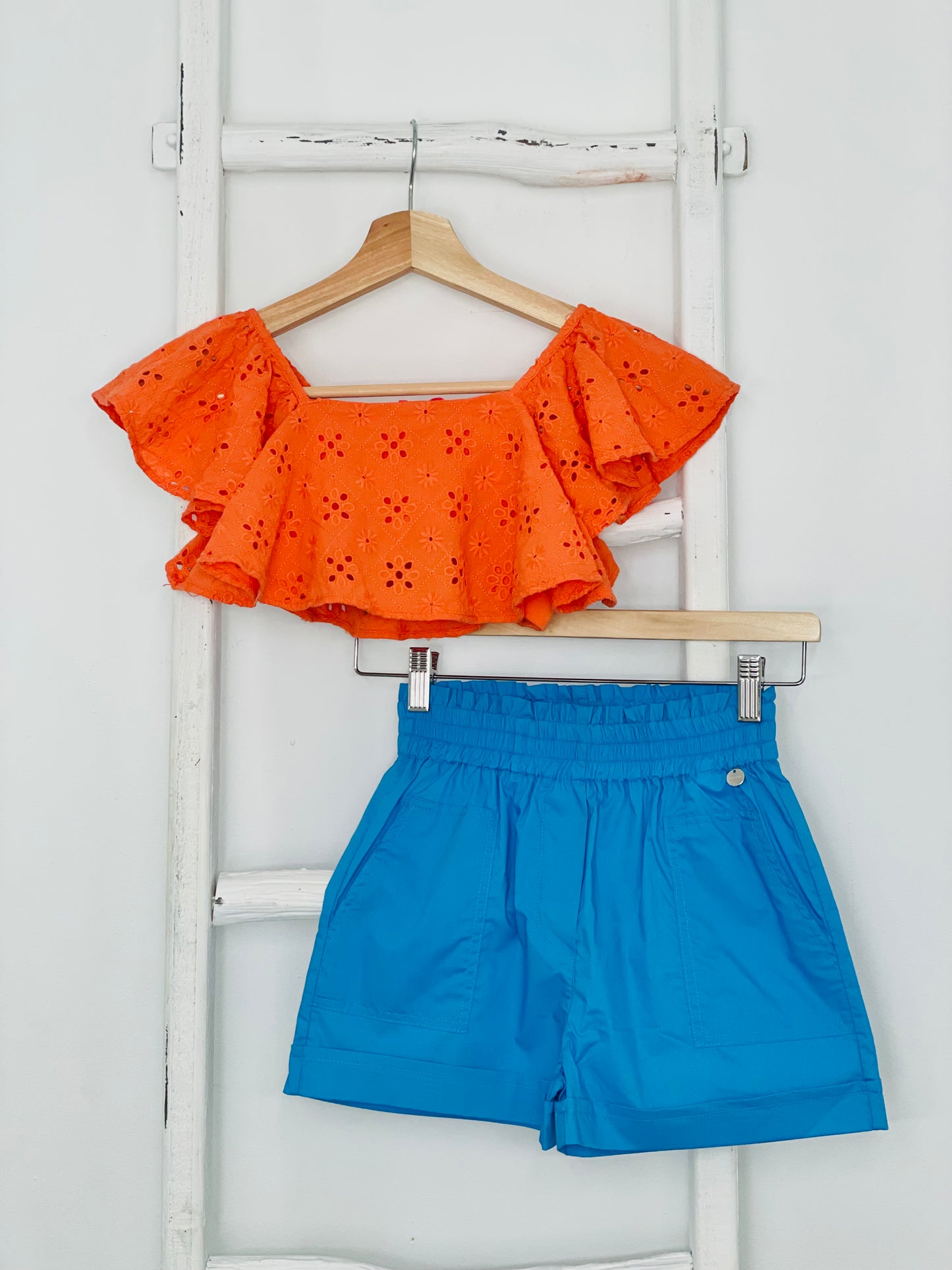 Orange Eyelet Crop Top