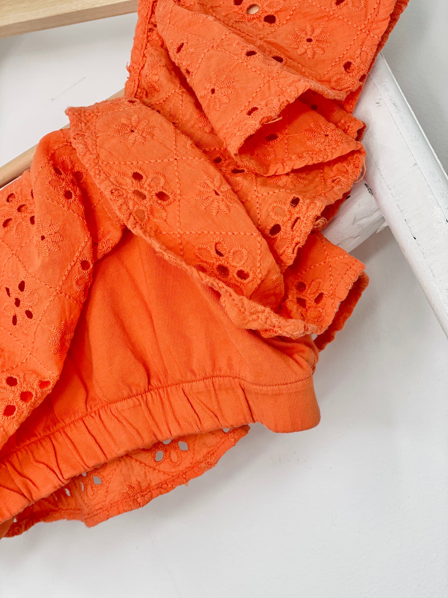 Orange Eyelet Crop Top